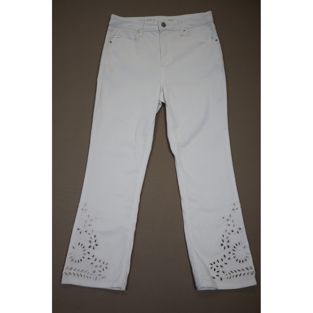 Laurie Felt White Daisy Ankle Straight Jeans Size 8